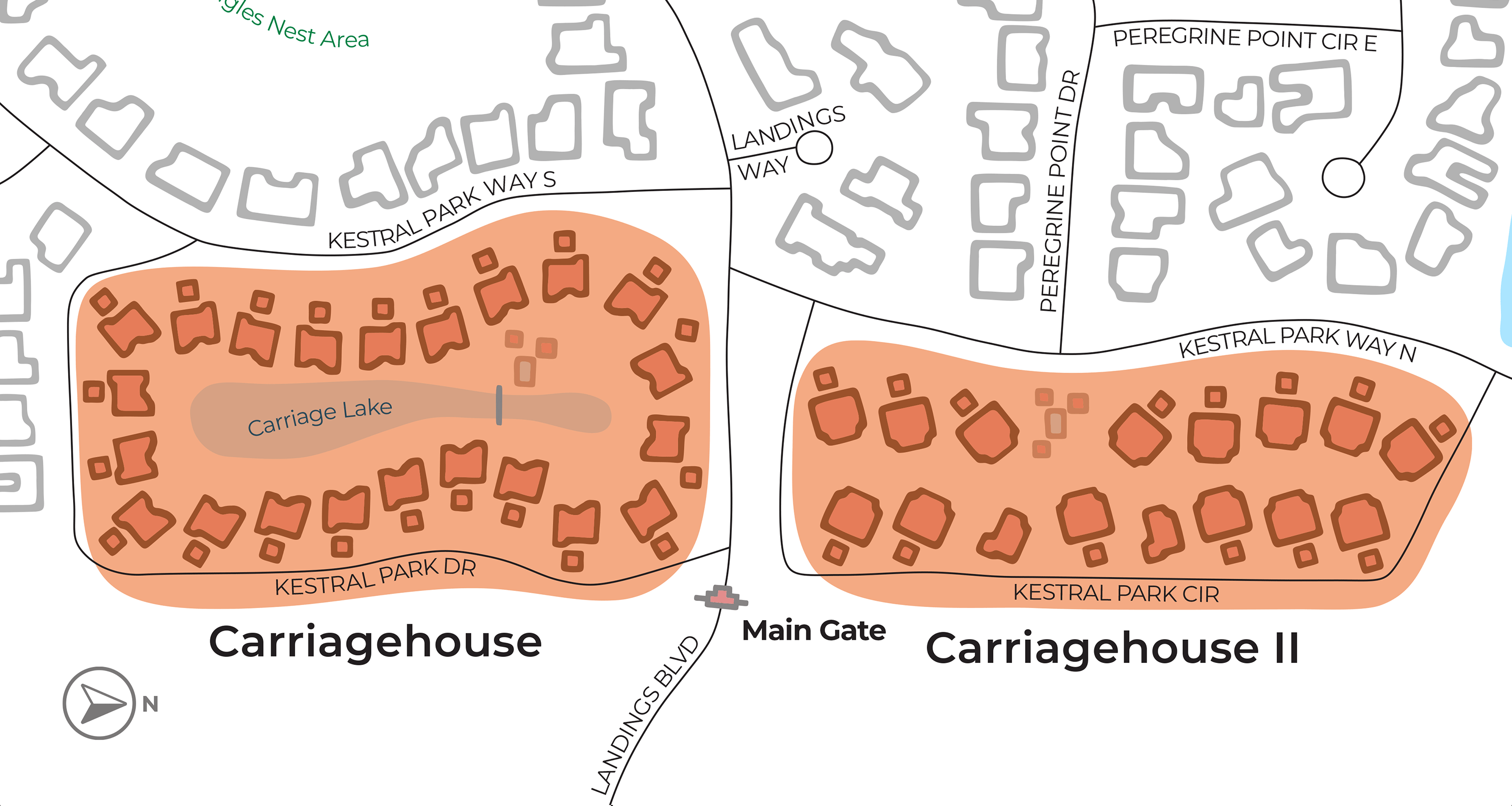 Map graphic of Carriage Houses neighborhood