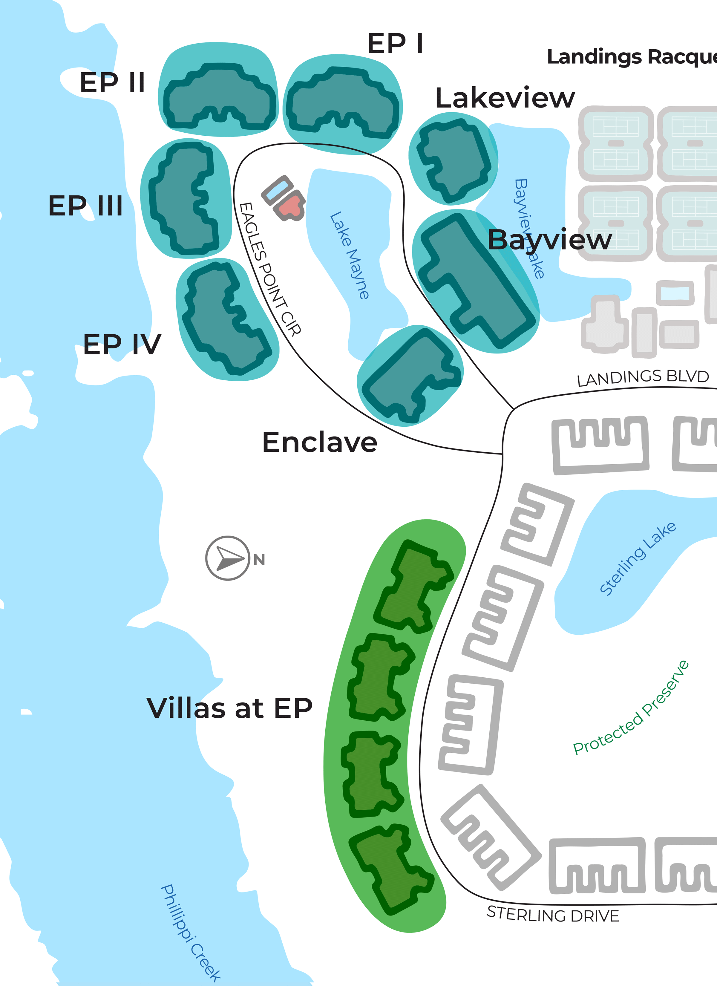 Map graphic of Eagles Point neighborhood