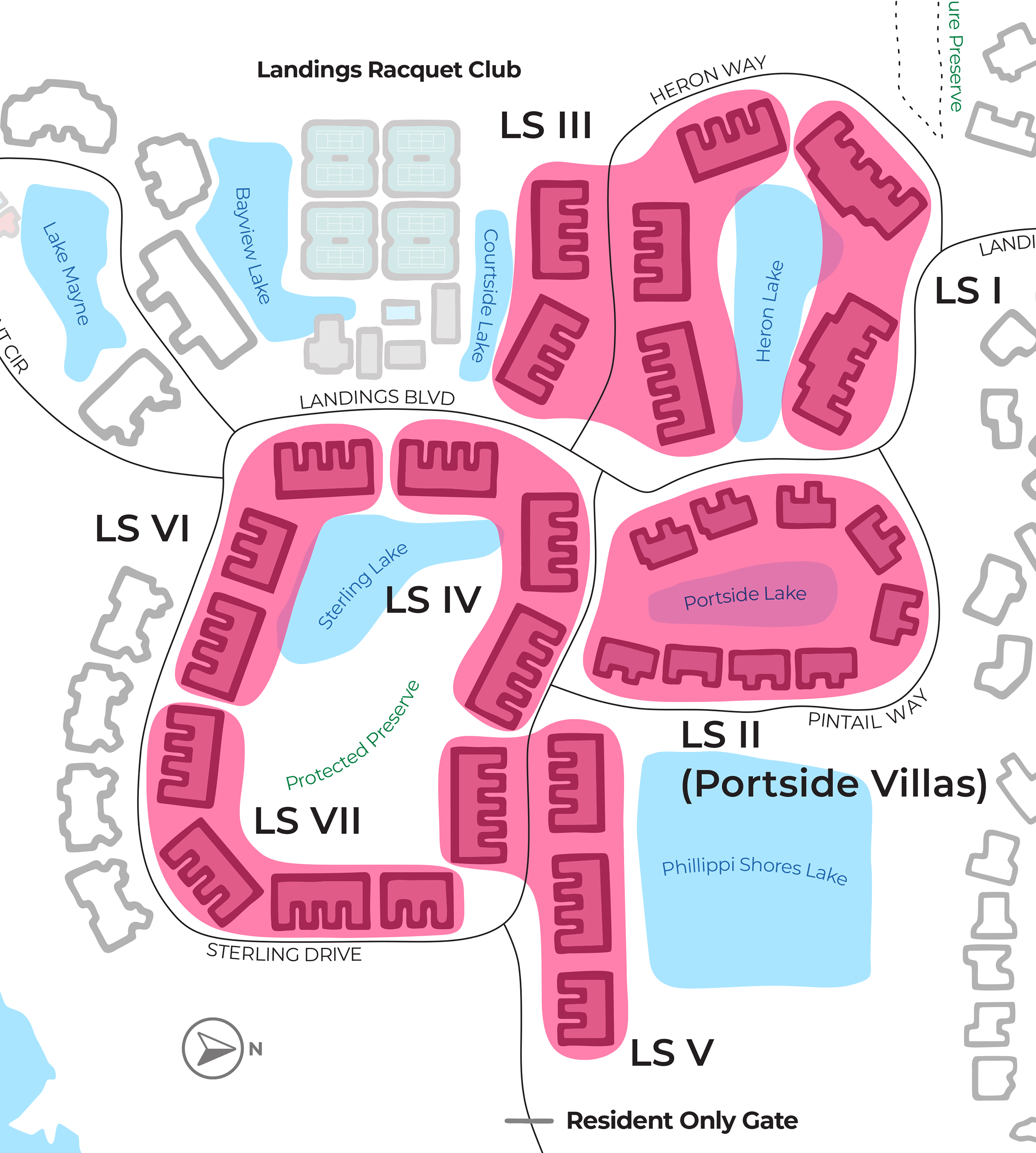 Map graphic of Landings South neighborhood