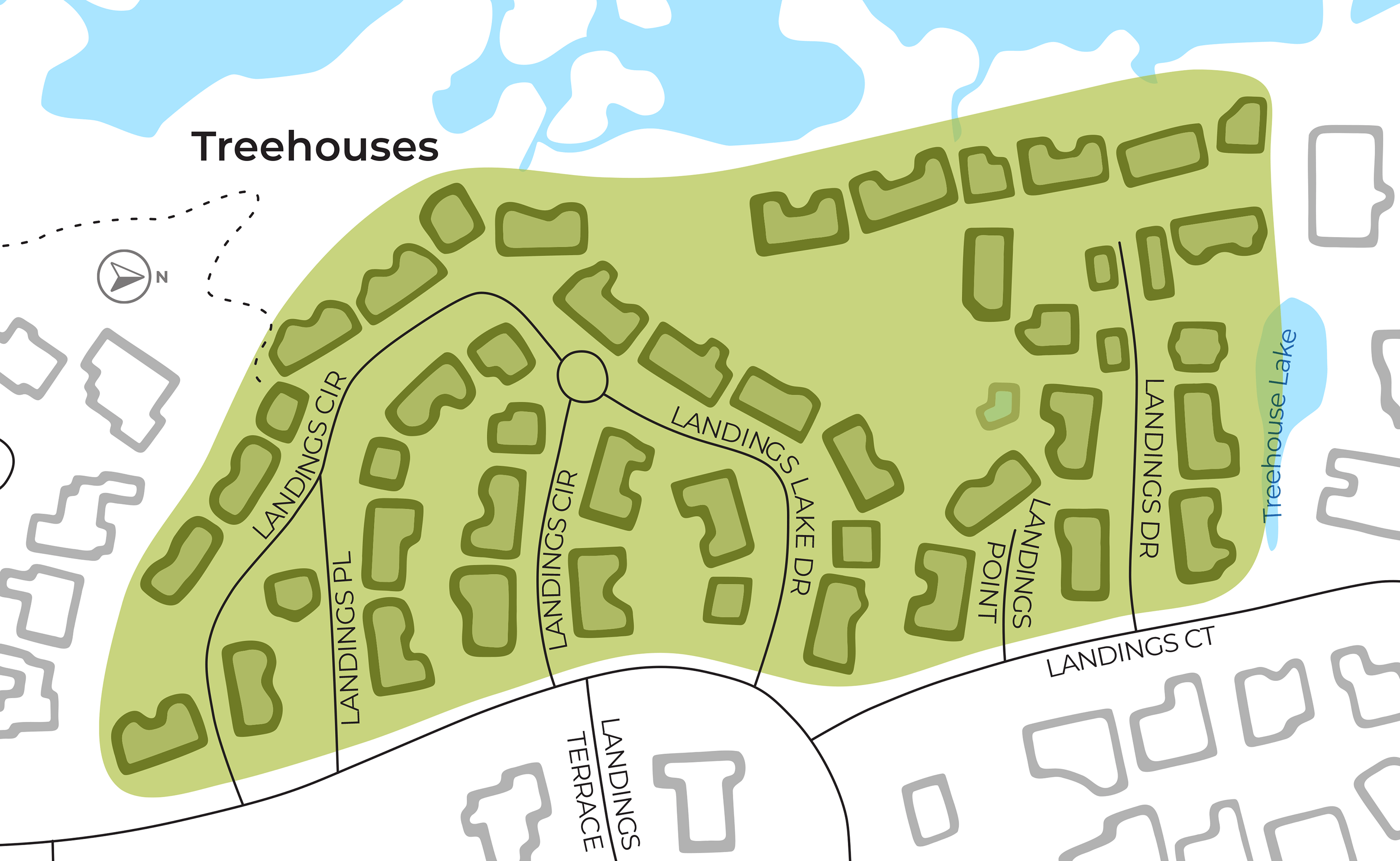 Map graphic of Treehouses neighborhood