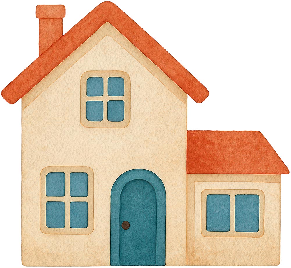 Watercolor illustration of house icon