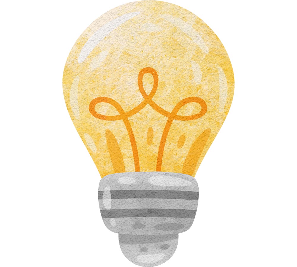 Watercolor illustration of lightbulb icon
