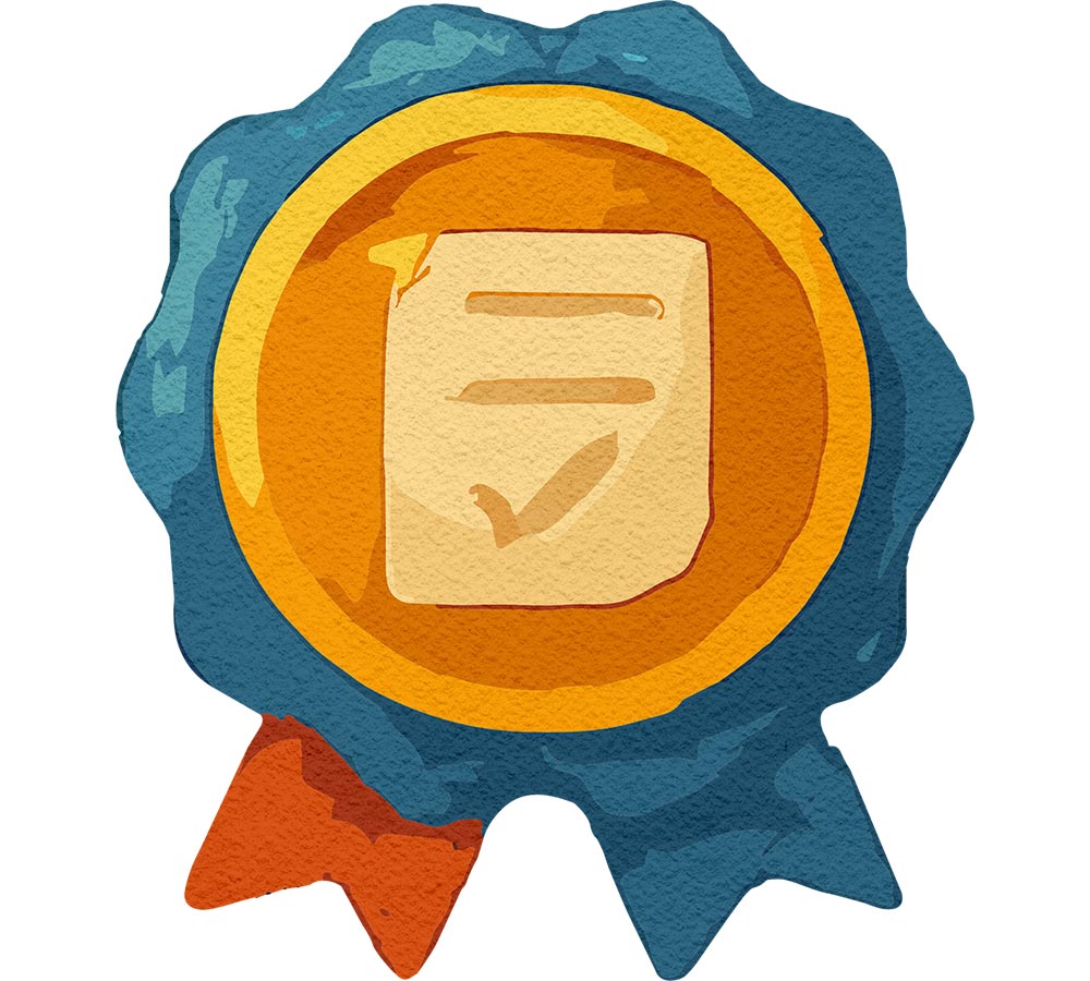 Watercolor illustration of quality seal icon